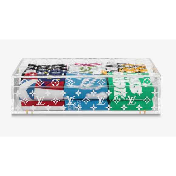 Louis Vuitton LV Archives 6 Socks Set Boite Scott Monogram Clear Plexiglass Box - Picture 1 of 12